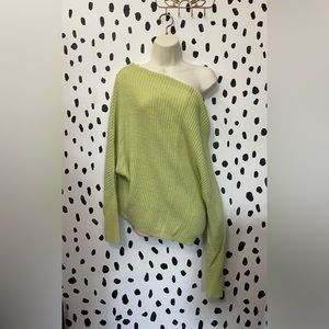 Anthropologie Lili’s Closet green off the shoulder sweater